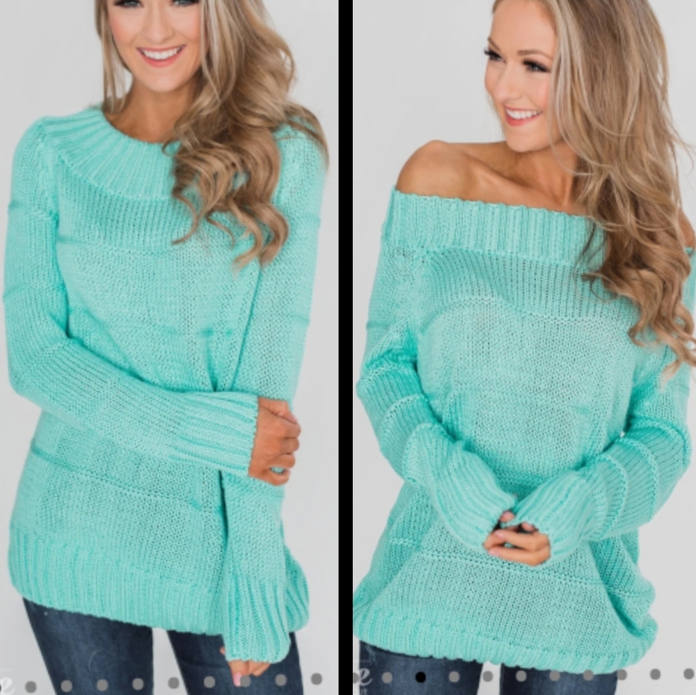 P.S. Kate Women's Mint Heavy Knit Pullover Sweater Size XS/S